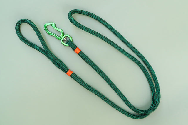 Forest Green Rope Leash - Orange Accent